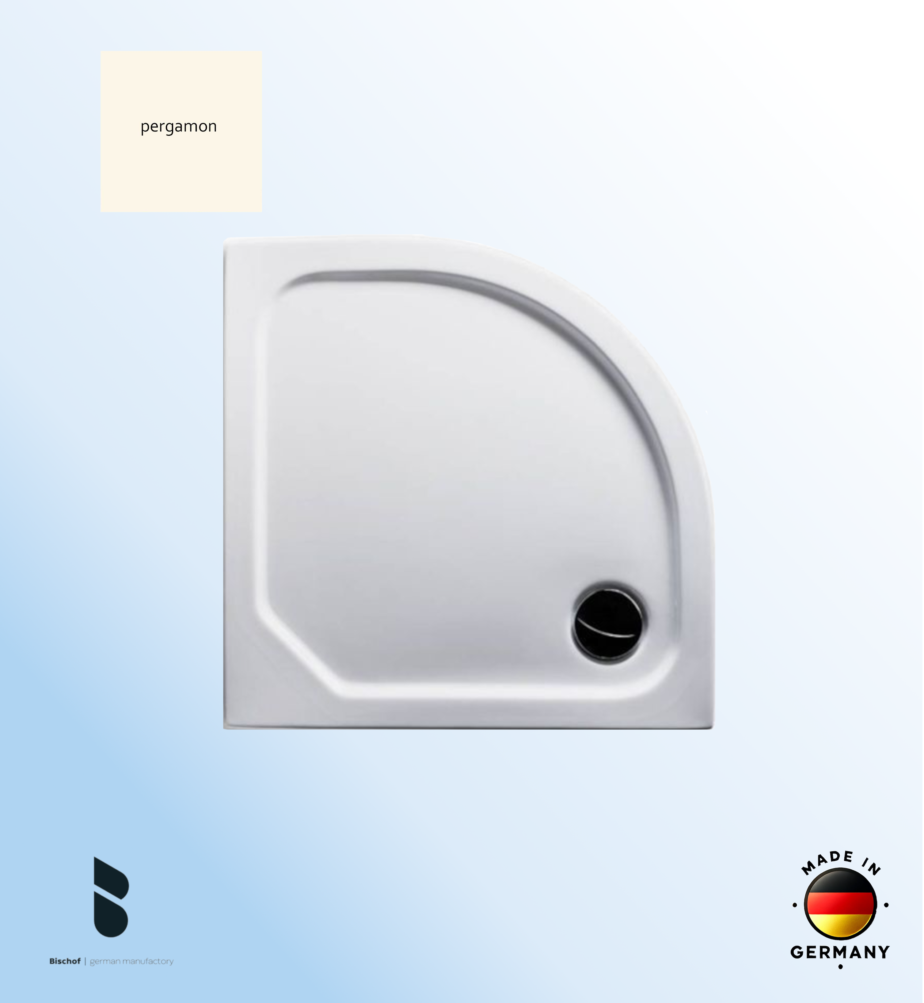 Duschwanne Stuttgart 80x80x2,5cm, Radius 50 pergamon