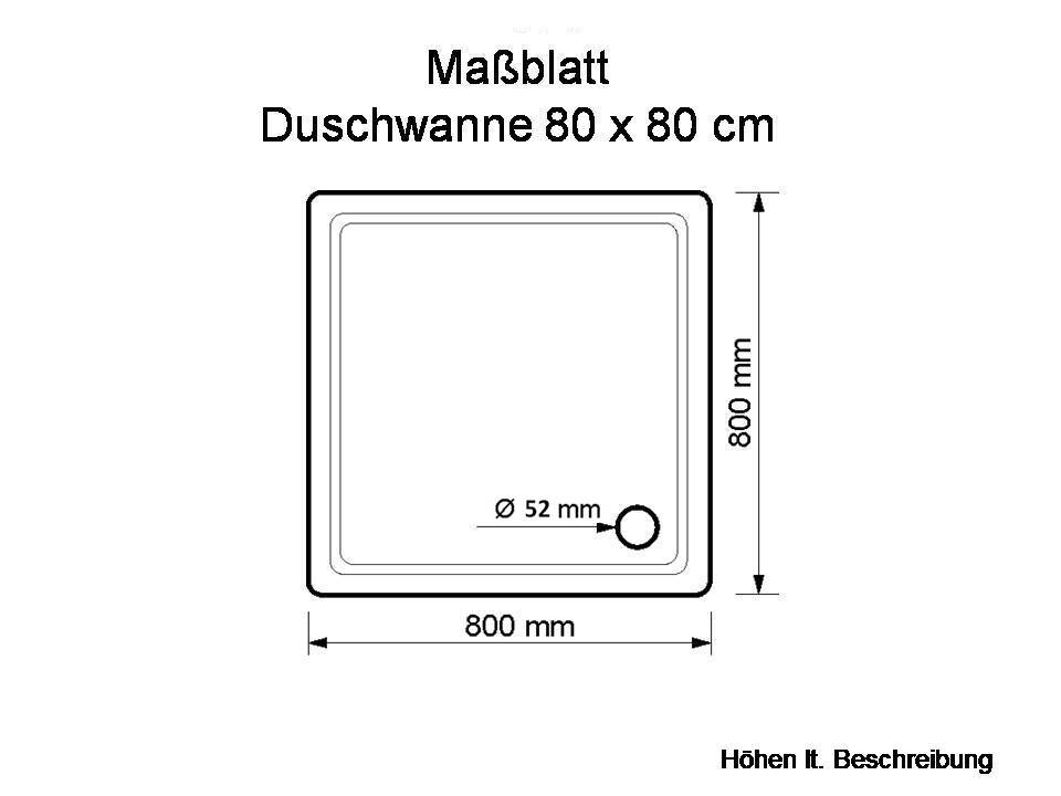 Duschwanne Köln 80x80x15cm, pergamon