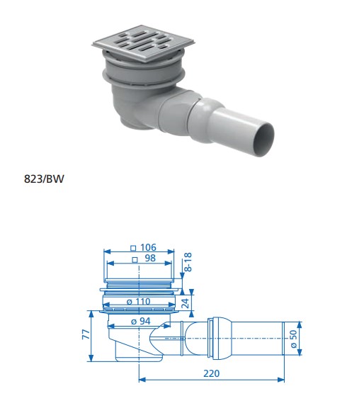 DUSCHBOARD-SET: Duschboard befliesbar roh + Gewebe + Dichtbahn + Ablauf mit Edelstahlrost 