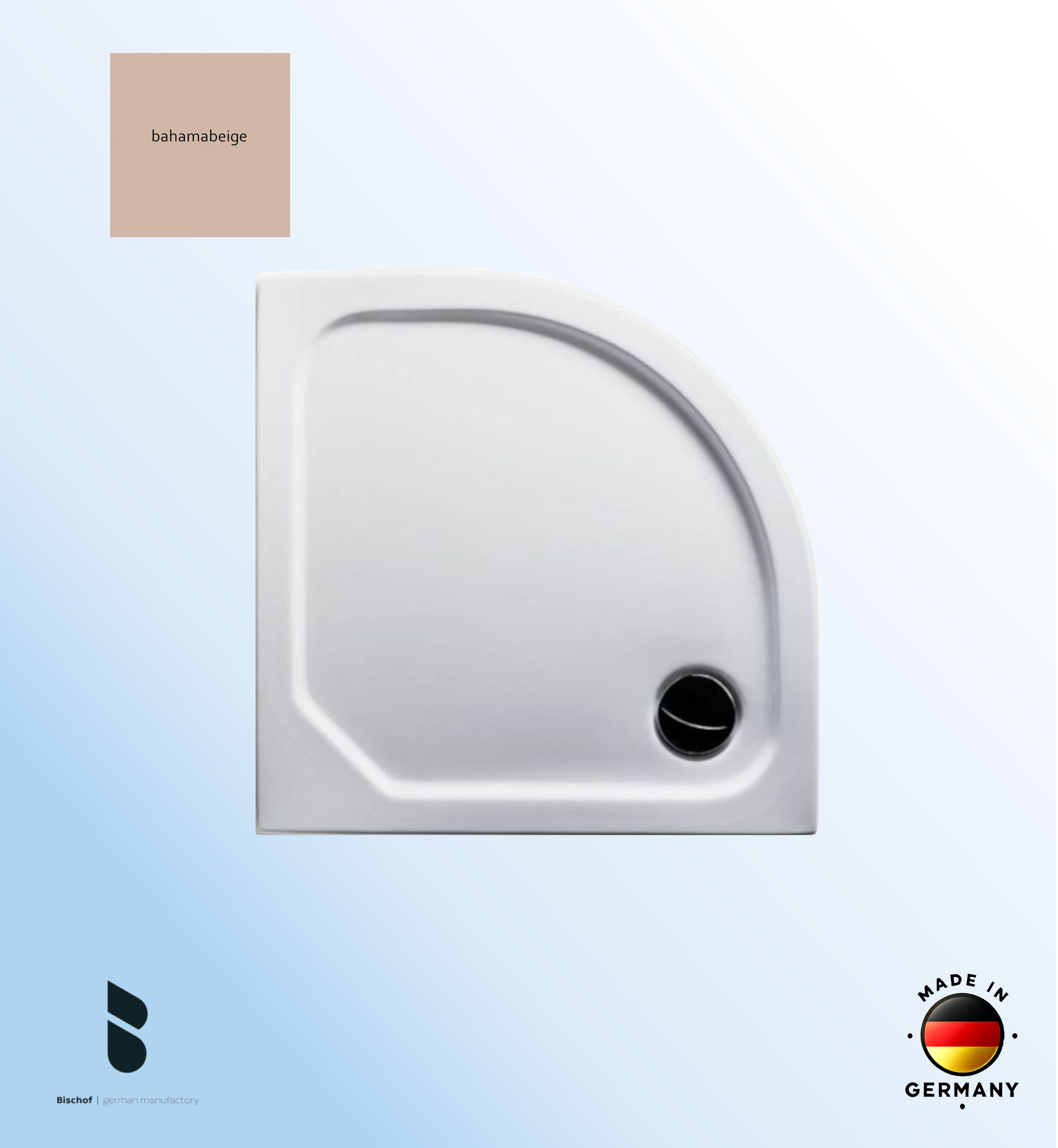 Duschwanne Stuttgart 80x80x2,5cm, Radius 50 bahamabeige
