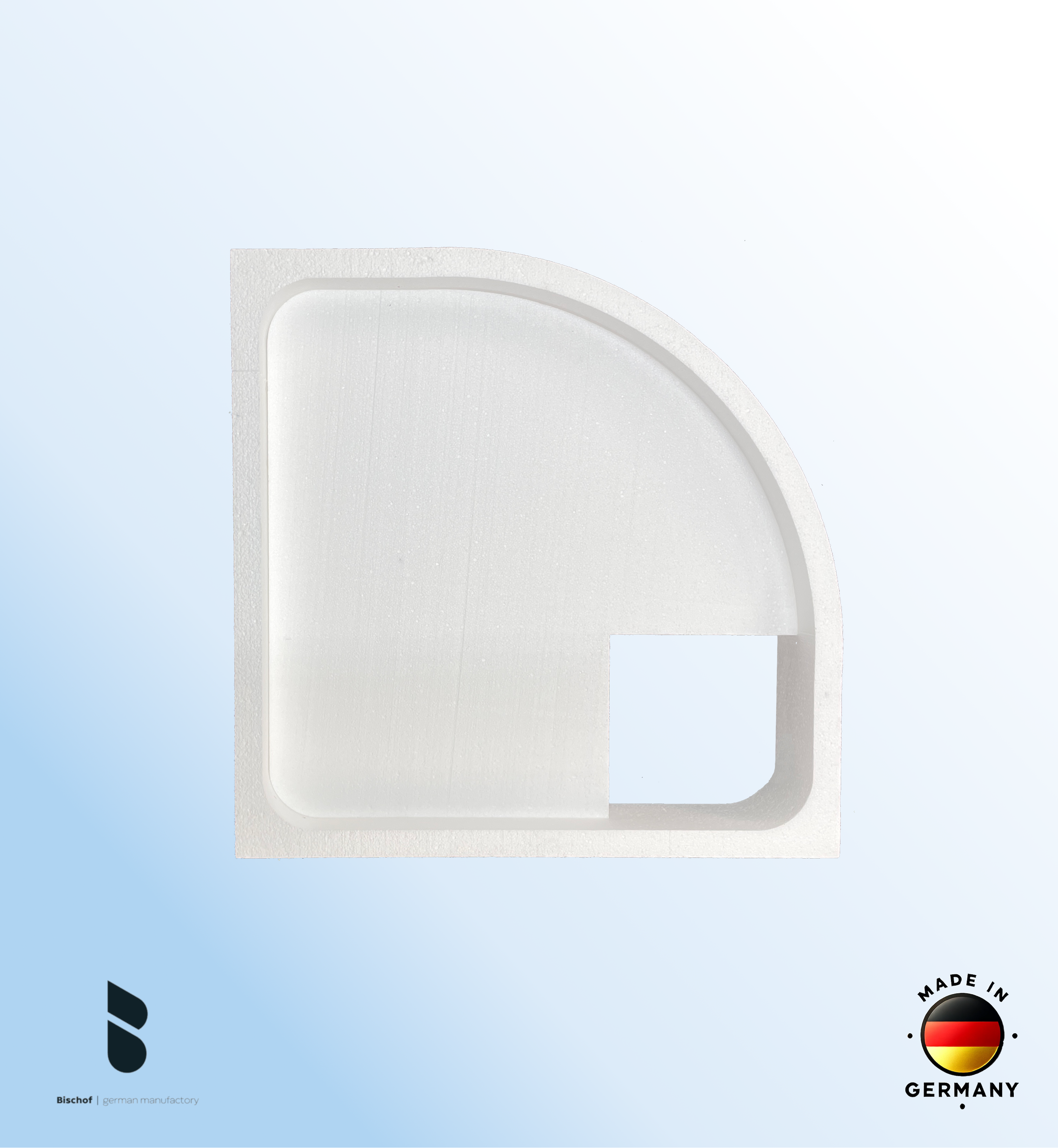 Träger 100x100cm, viertelkreis, weiß, Höhe 14cm links R50