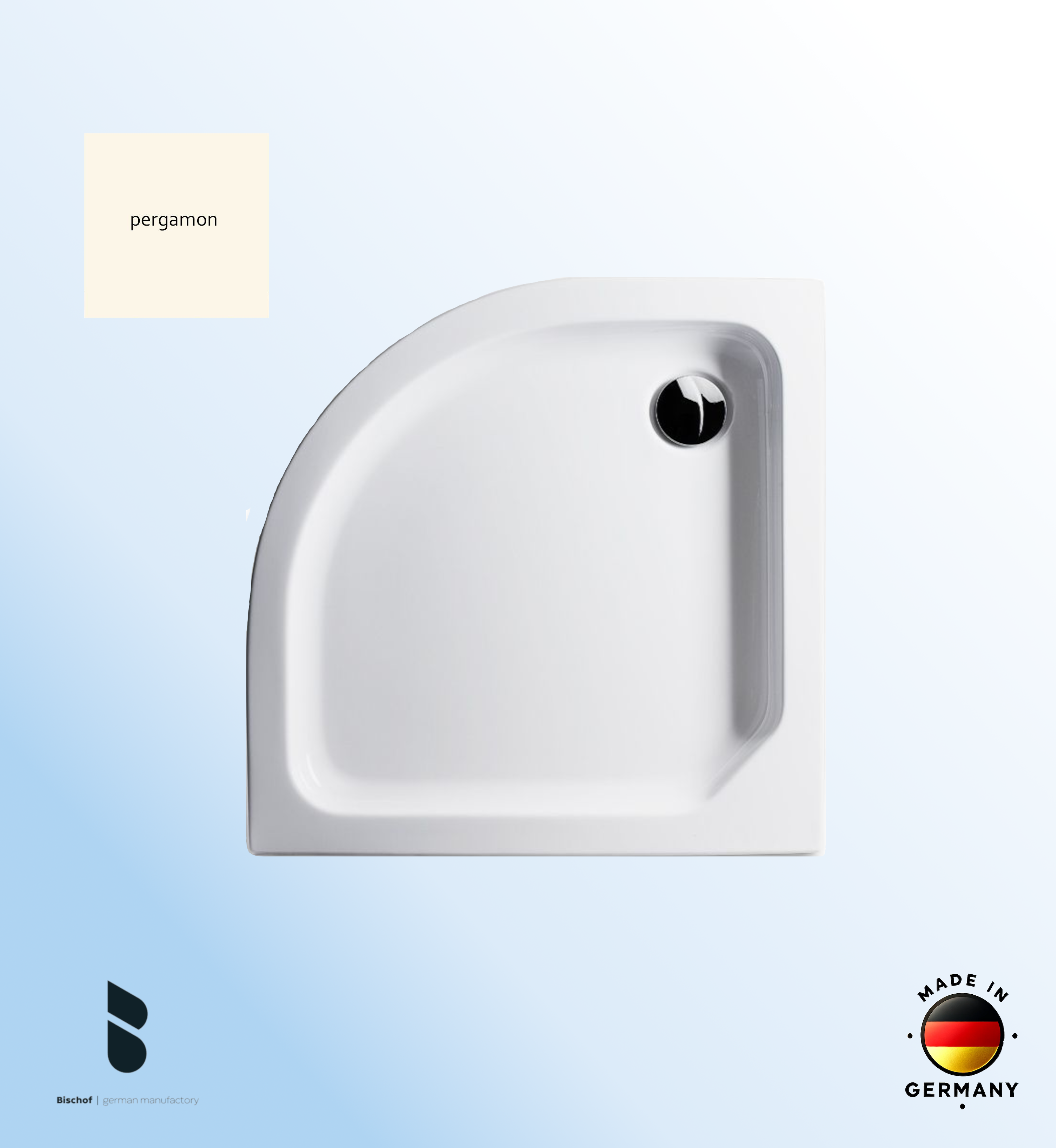 Duschwanne Kiel 80x80x6,5cm, Radius 50 pergamon