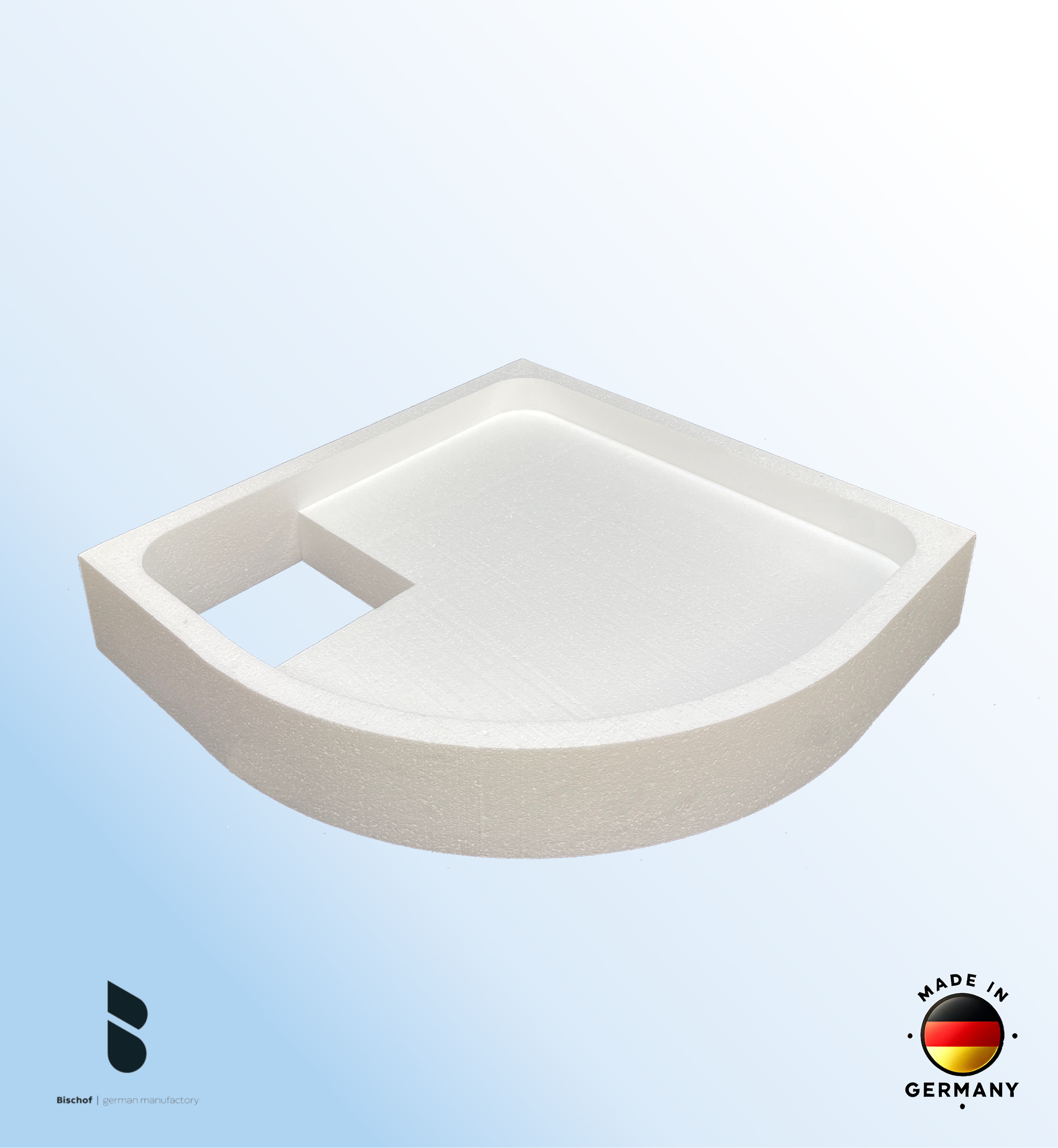 Träger 100x100cm, viertelkreis, weiß, Höhe 14cm links R55