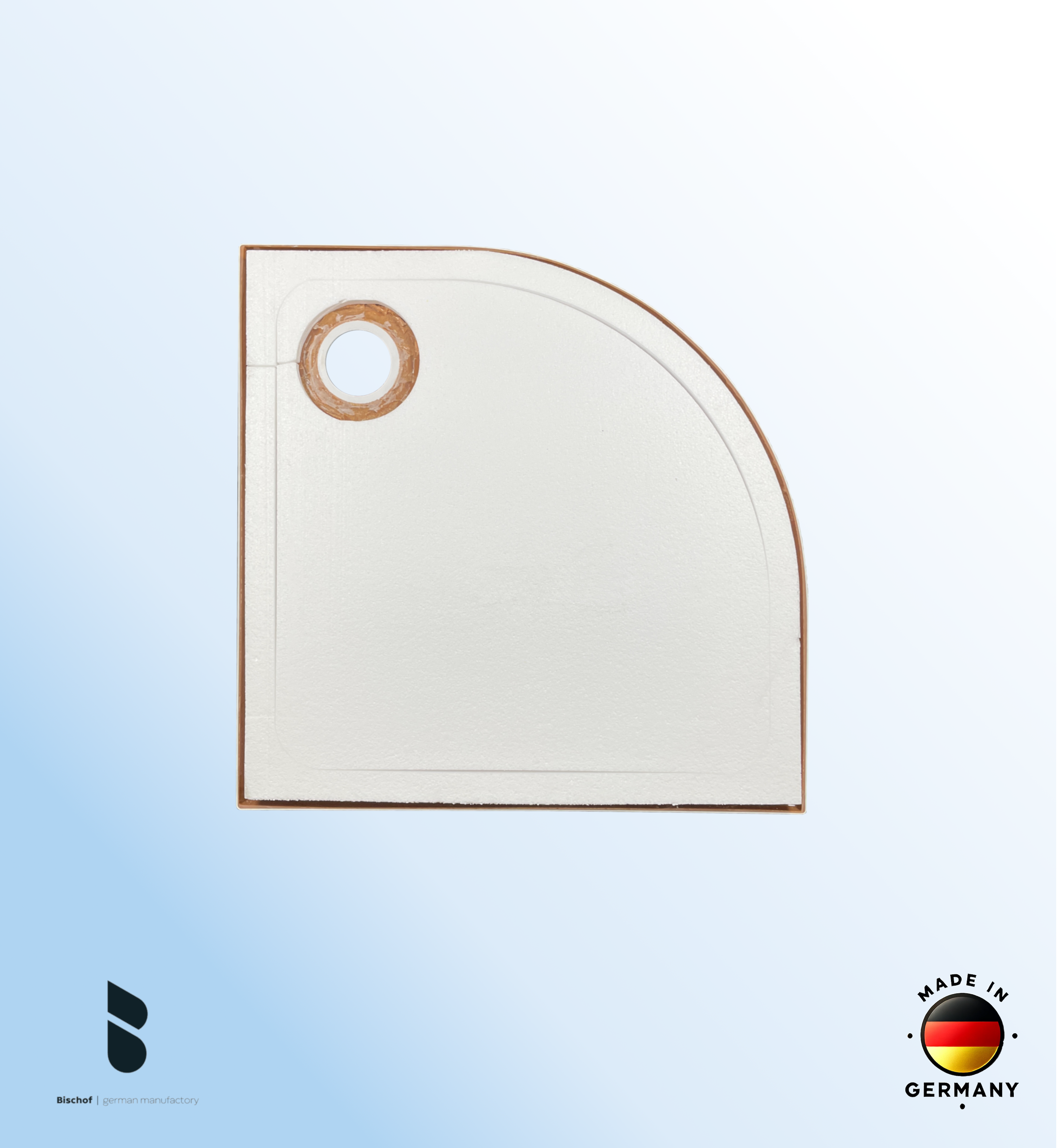 Duschwanne Stuttgart 80x80x2,5cm, Radius 50 weiß mit EPS Boden