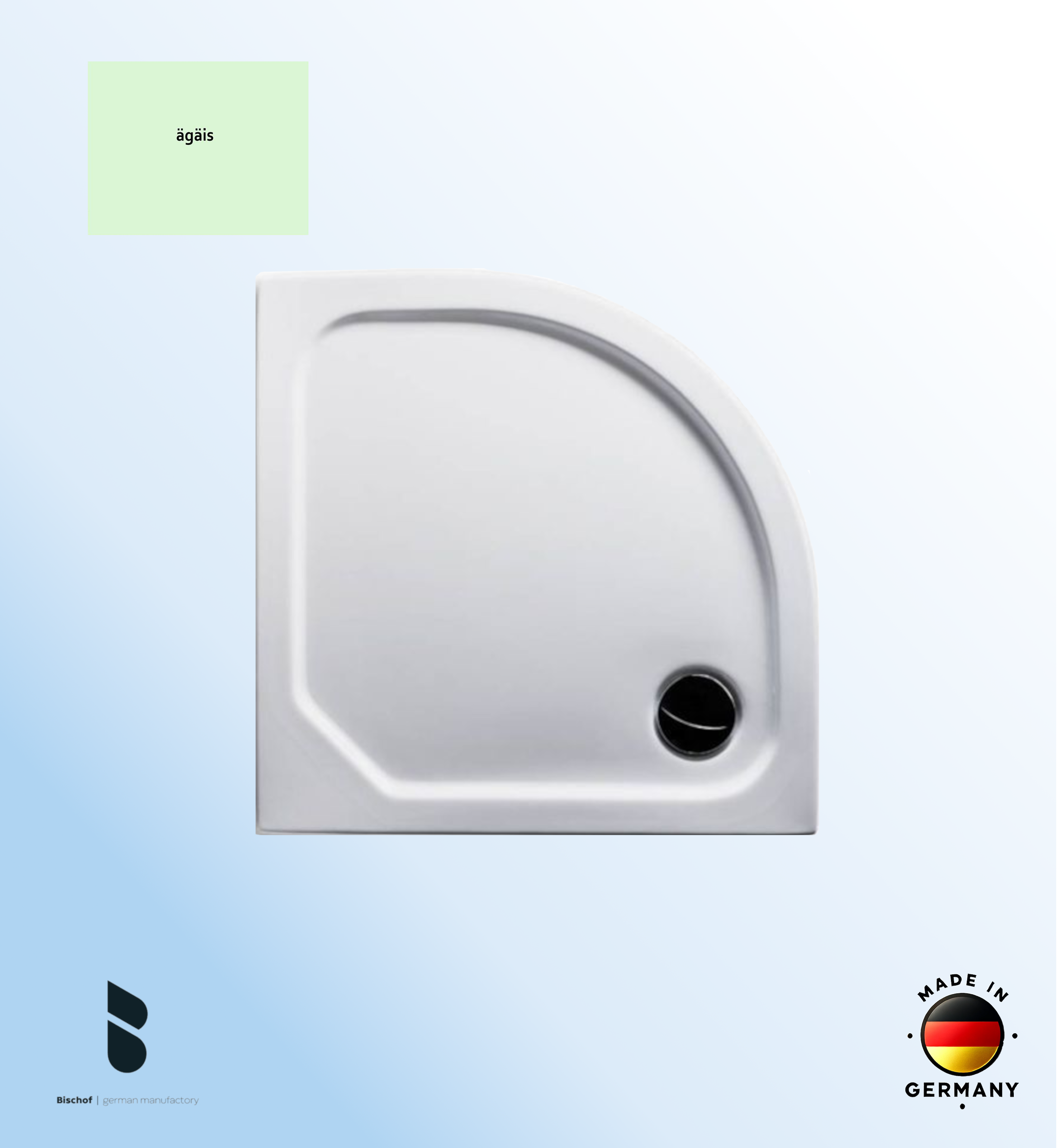 Duschwanne Stuttgart 80x80x2,5cm, Radius 50 ägäis