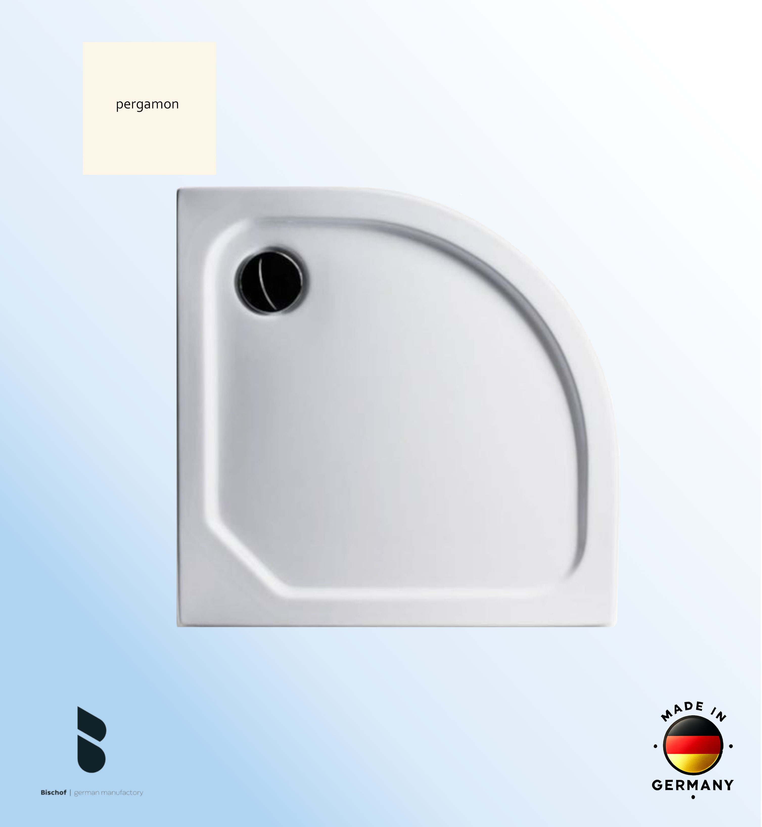 Duschwanne Stuttgart 90x90x2,5cm, Radius 55 pergamon