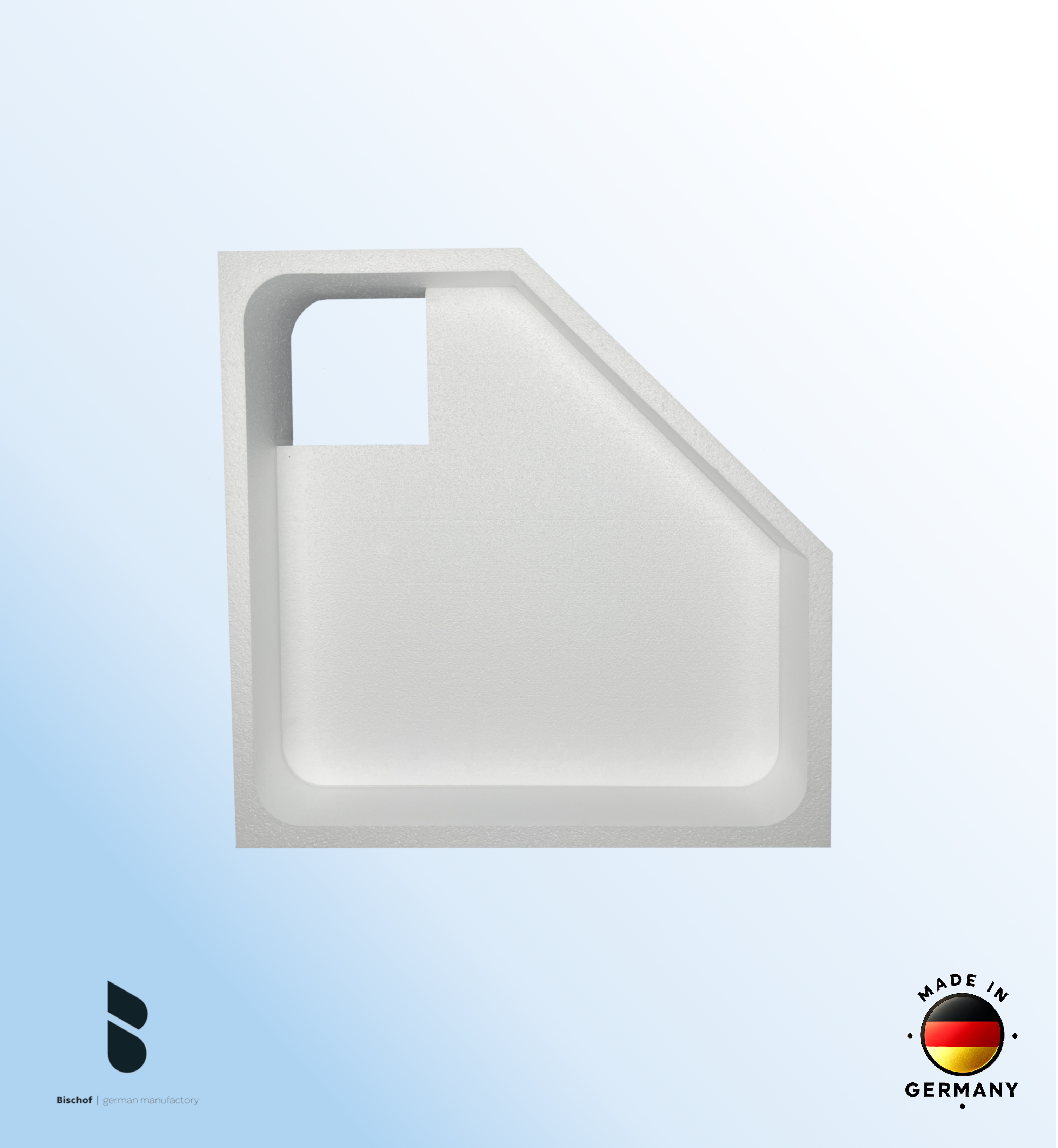 Träger Emden 90x90cm weiß fünfeck, Höhe 19,5cm rechts