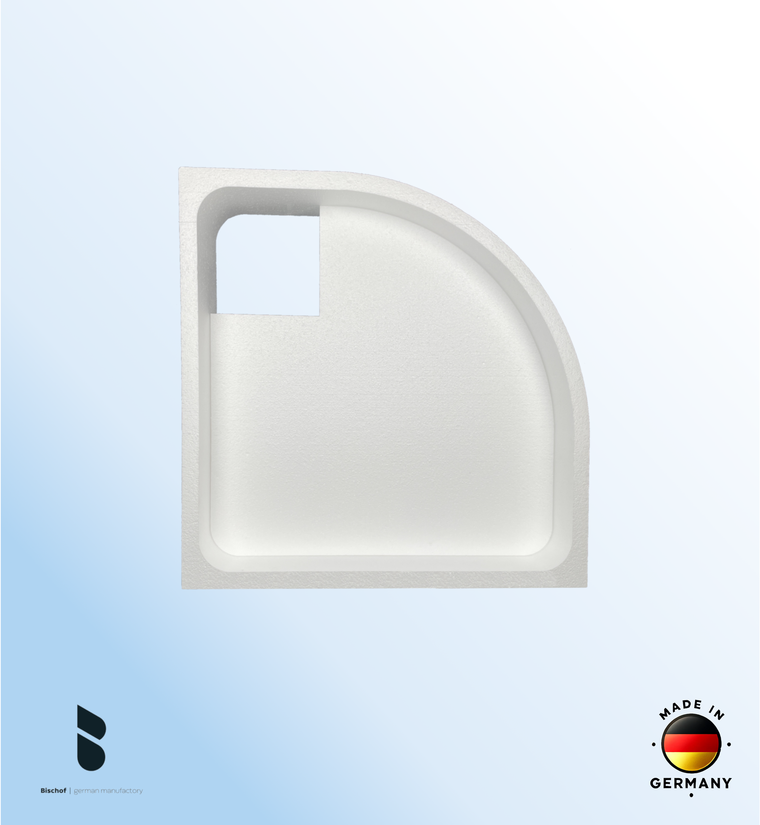 Träger 100x100cm, viertelkreis, weiß, Höhe 19,5cm rechts R50