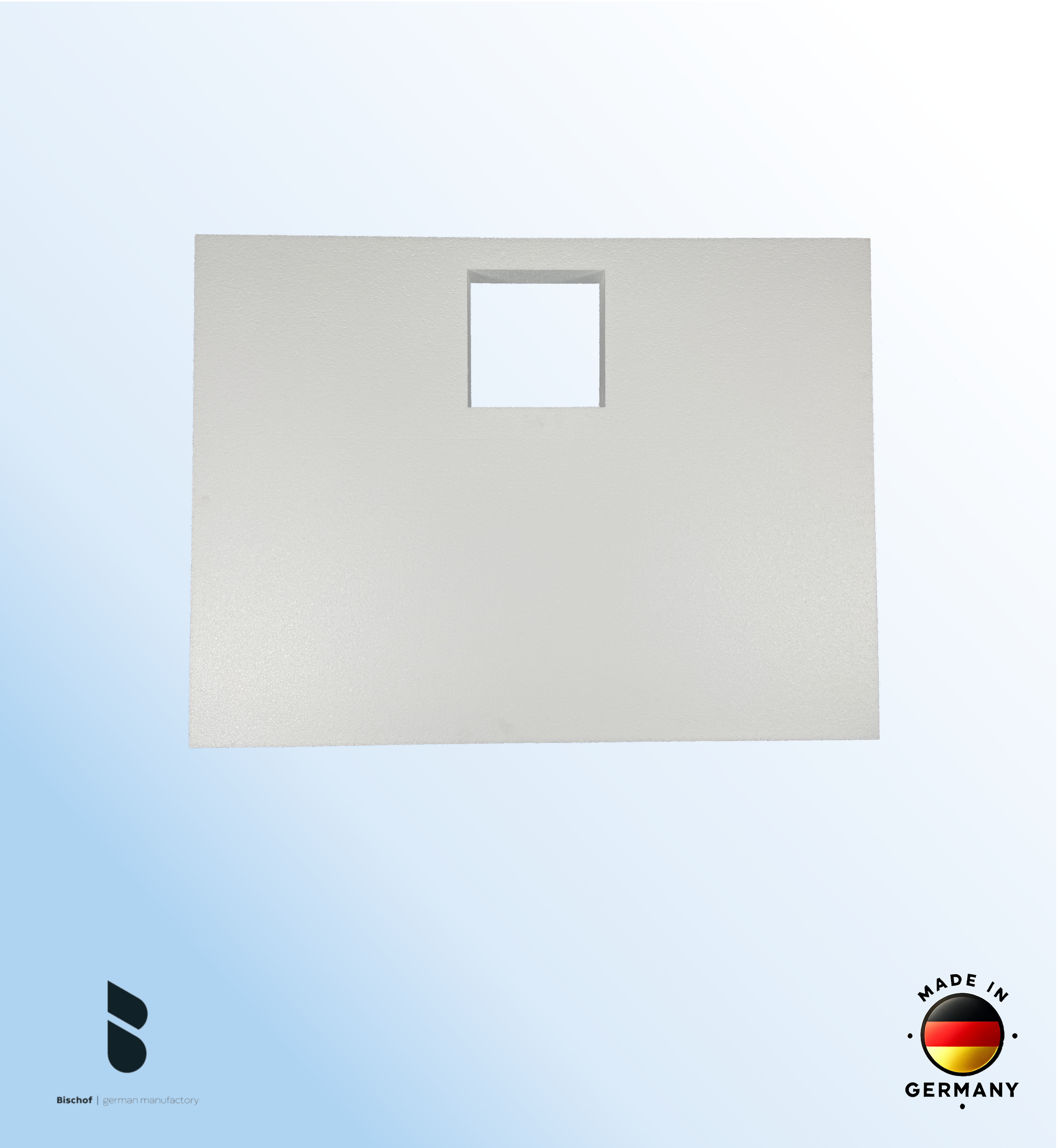 KOMPLETT-PAKET: Duschwanne 120 x 90 cm superflach 3,5 cm weiß mit GERADER STYROPOR-UNTERSEITE Acryl + Styroporträger/Wannenträger + Ablaufgarnitur chrom DN 90