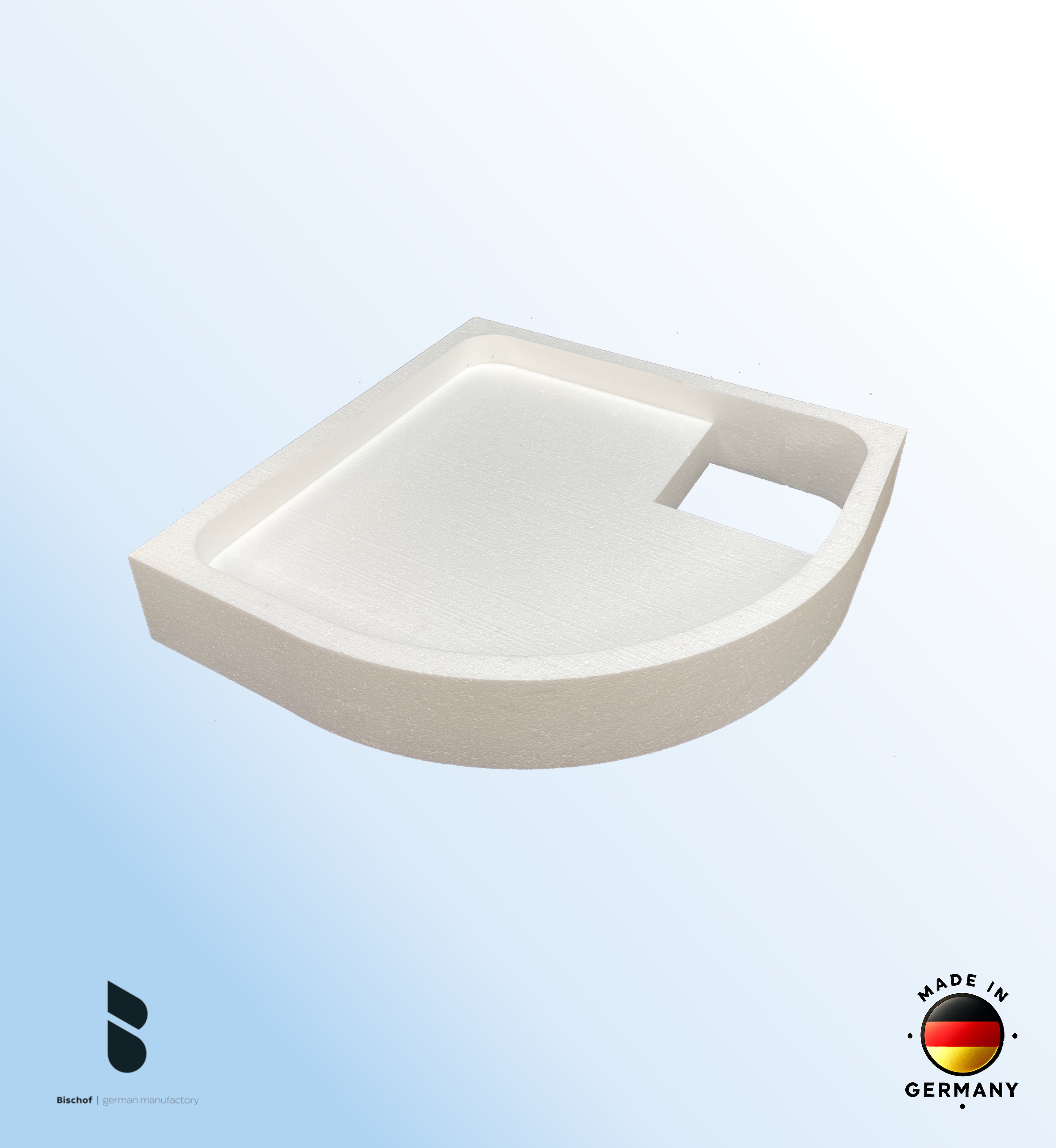 Träger 90x90cm, viertelkreis, weiß, Höhe 14cm rechts R50