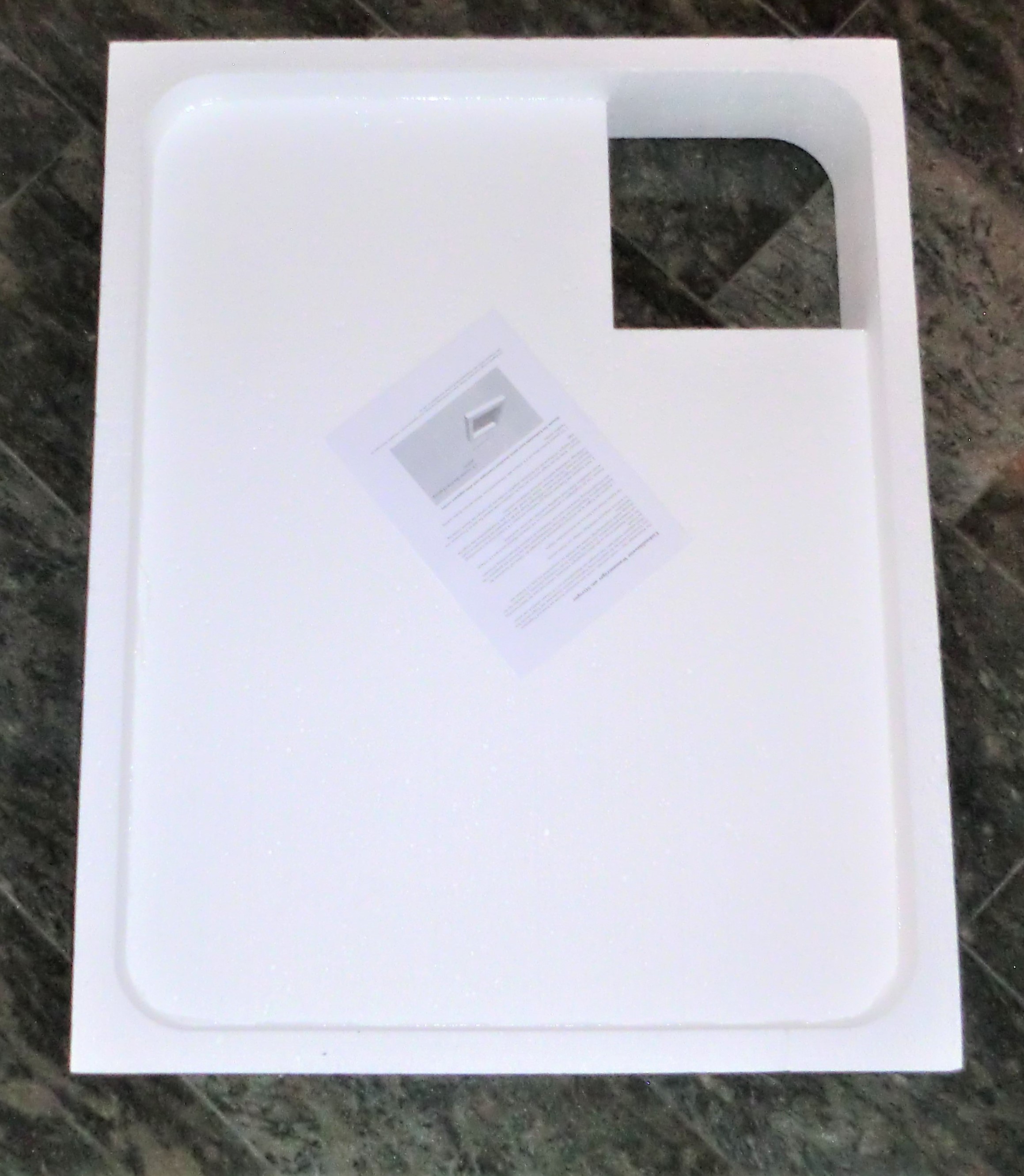 KOMPLETT-PAKET: Duschwanne 90 x 75 cm flach 6,5 cm weiß Acryl + Styroporträger/Wannenträger + Ablaufgarnitur chrom DN 90