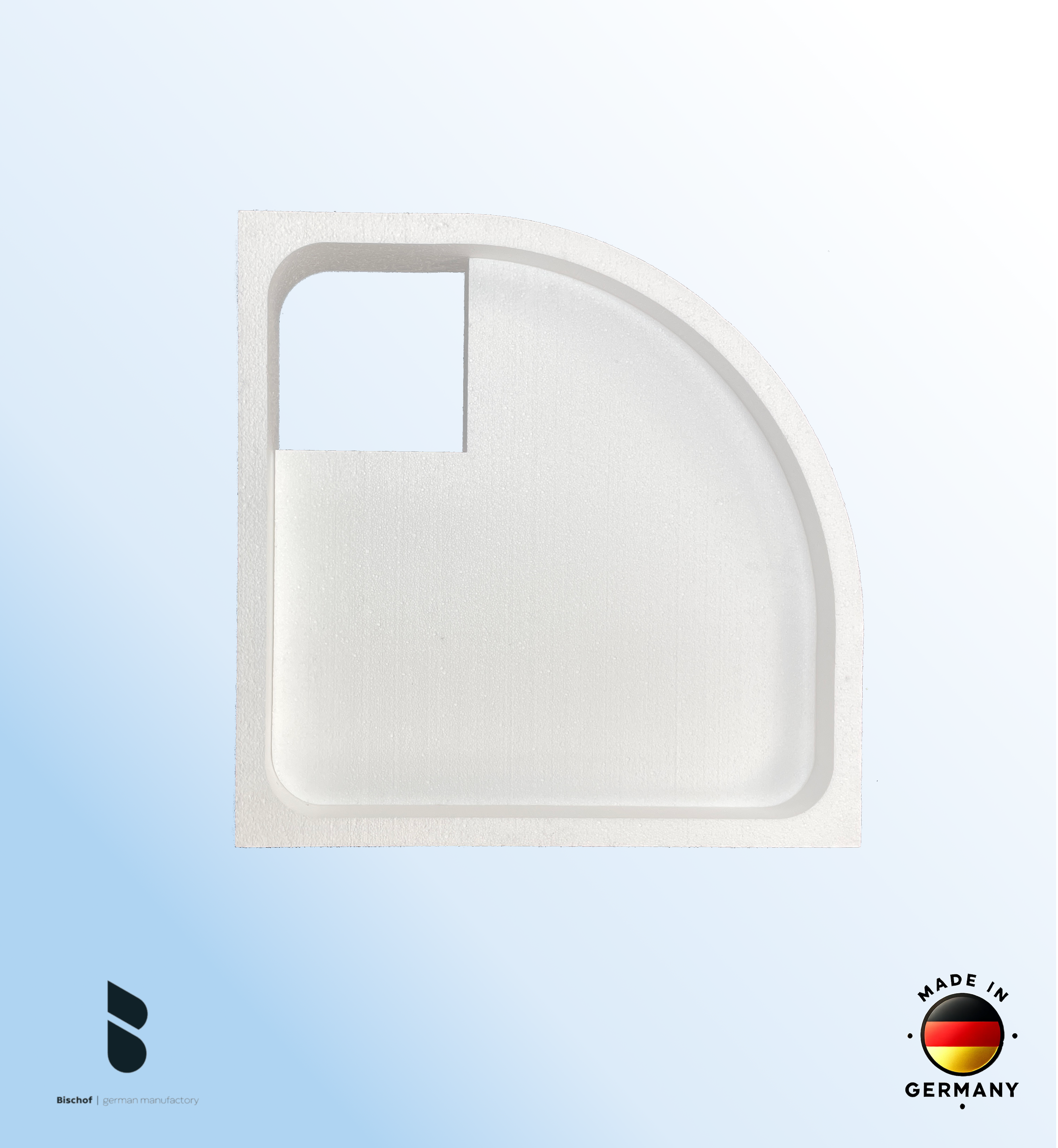 Träger 100x100cm, viertelkreis, weiß, Höhe 14cm rechts R50