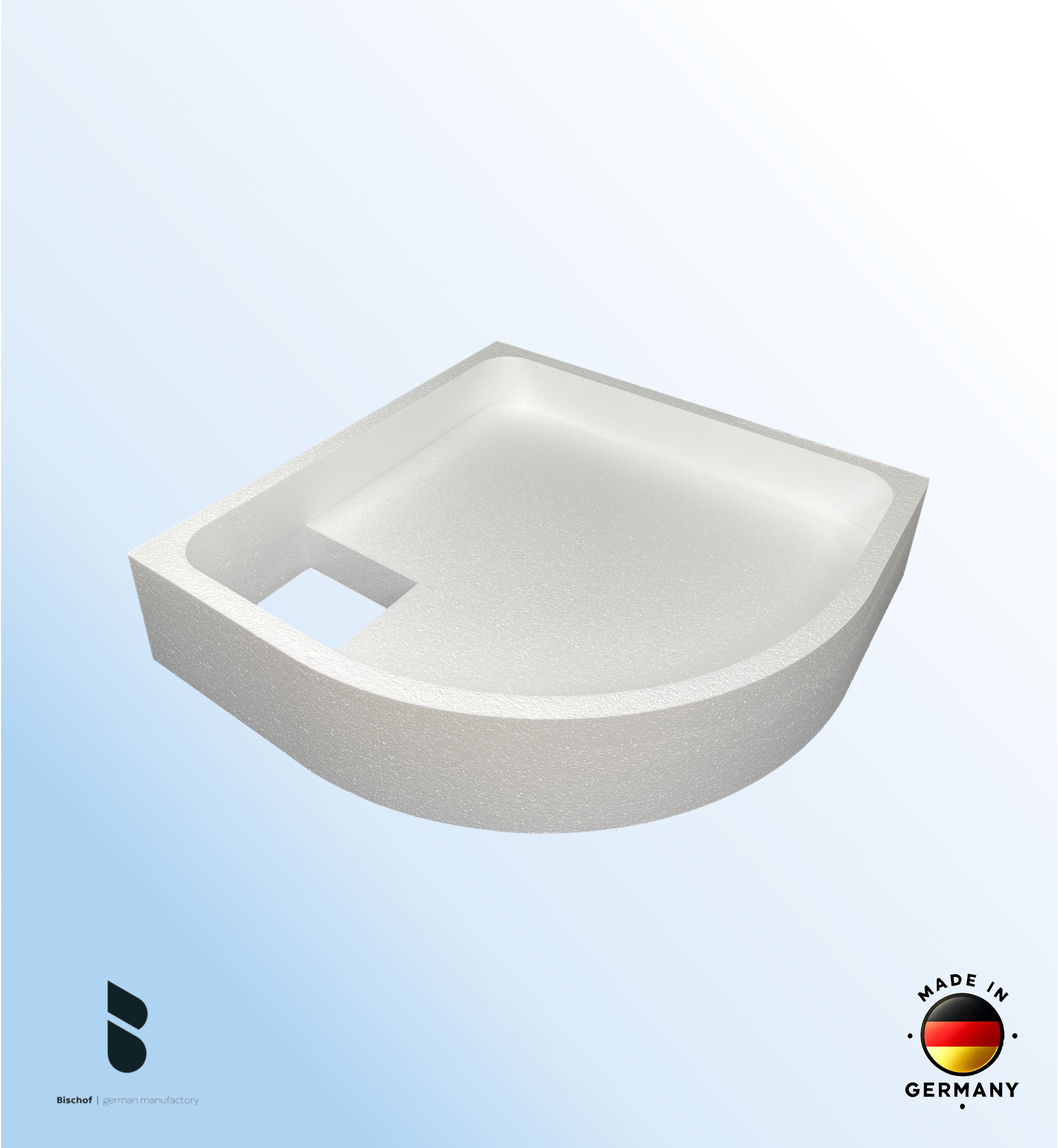 Träger 100x100cm, viertelkreis, weiß, Höhe 19,5cm links R50