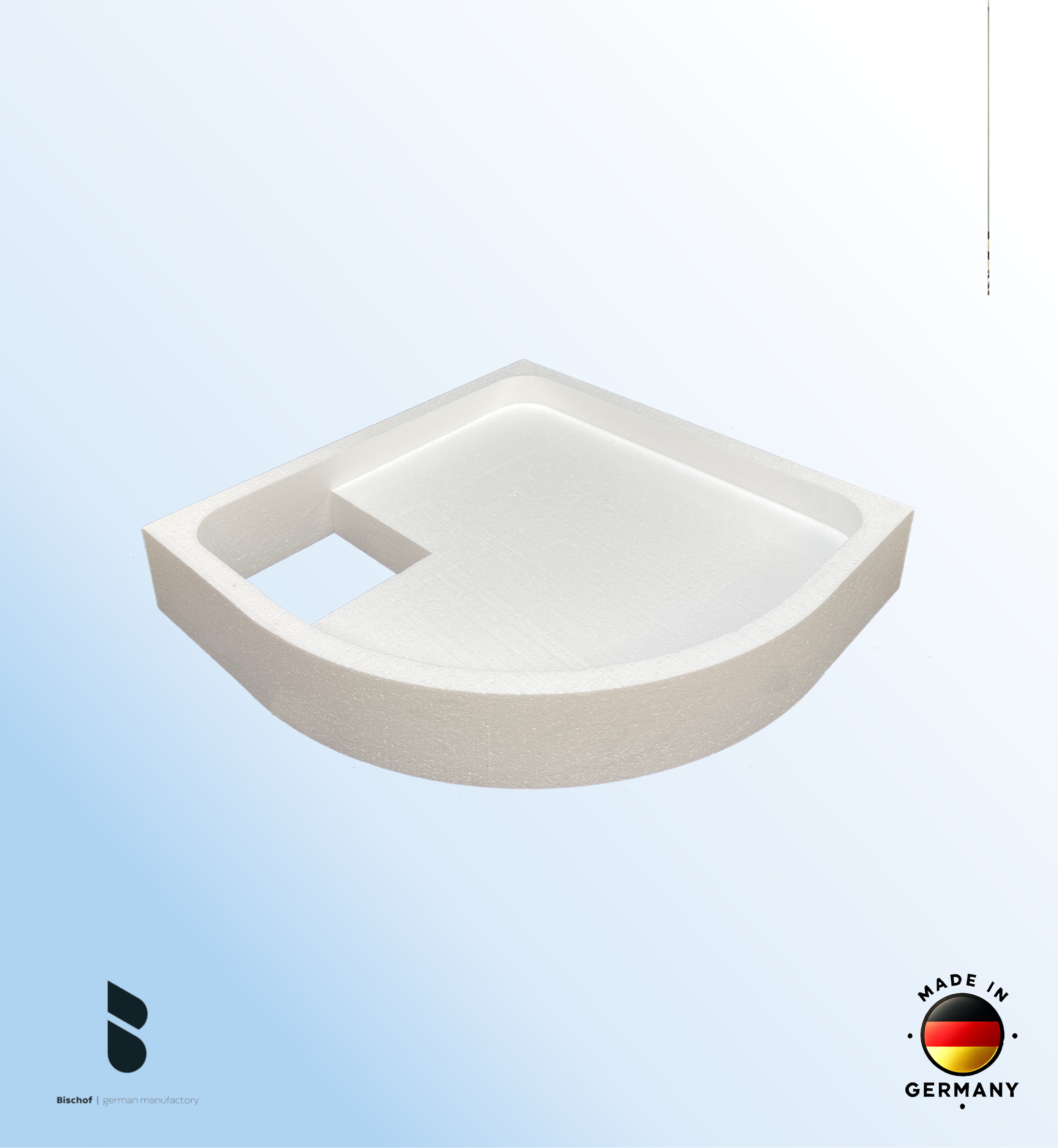 Träger 80x80cm, viertelkreis, weiß, Höhe 14cm links R50