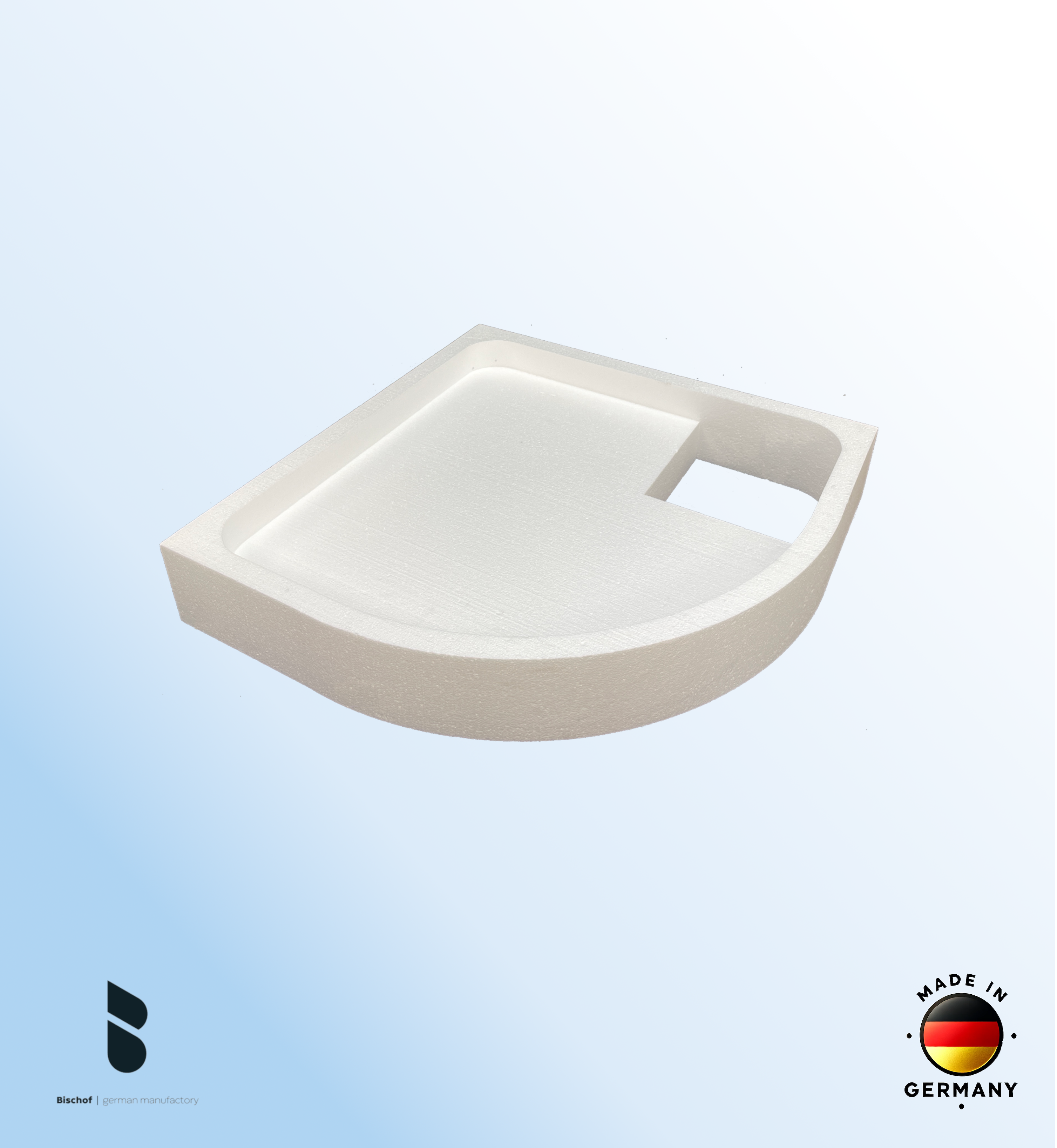 Träger 80x80cm, viertelkreis, weiß, Höhe 14cm rechts R55