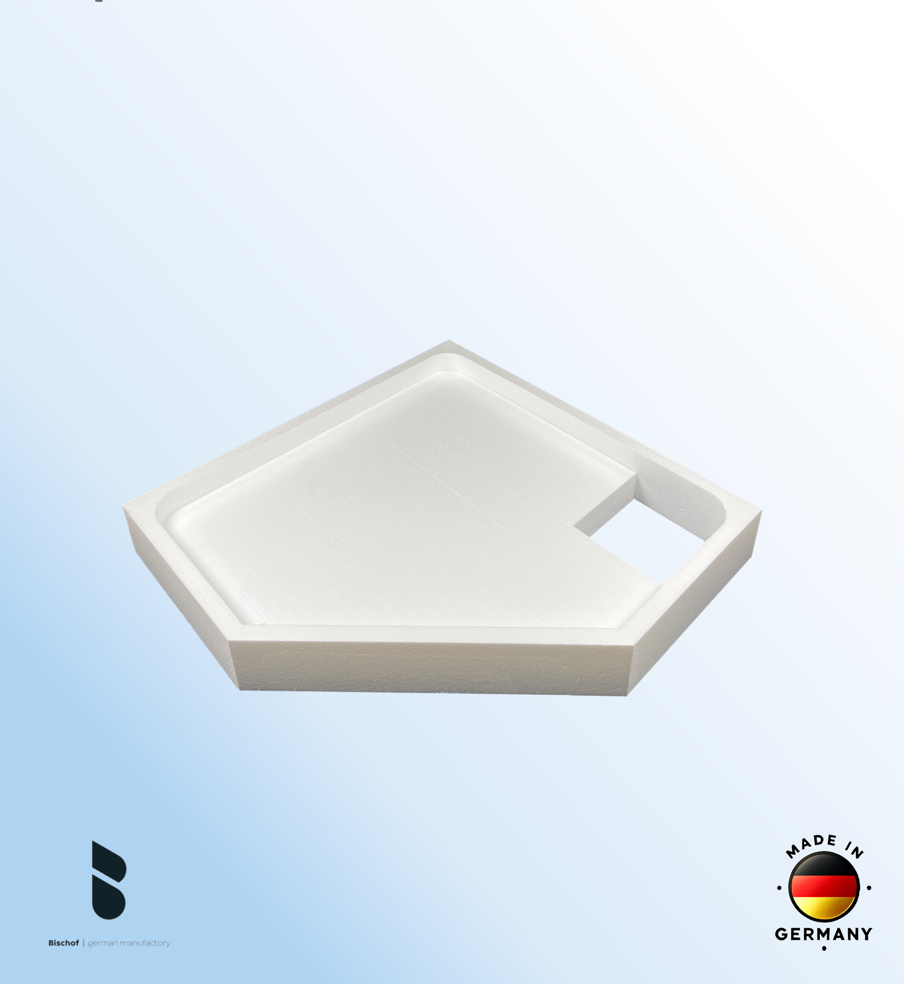 Träger Halle 90x90cm weiß, Höhe 14cm Fünfeck rechts