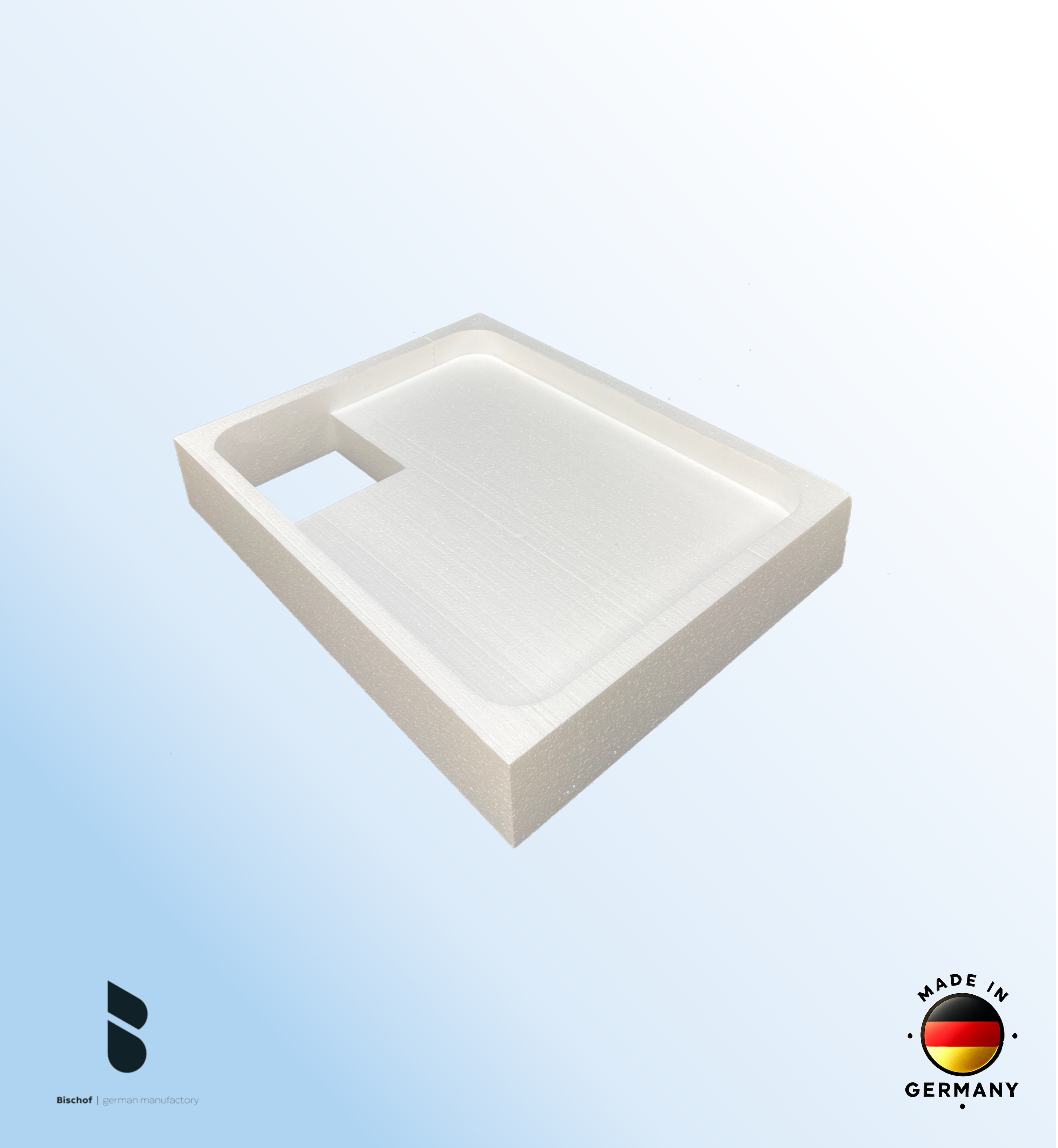 Träger Hamburg 90x80cm weiß, Höhe 14cm links