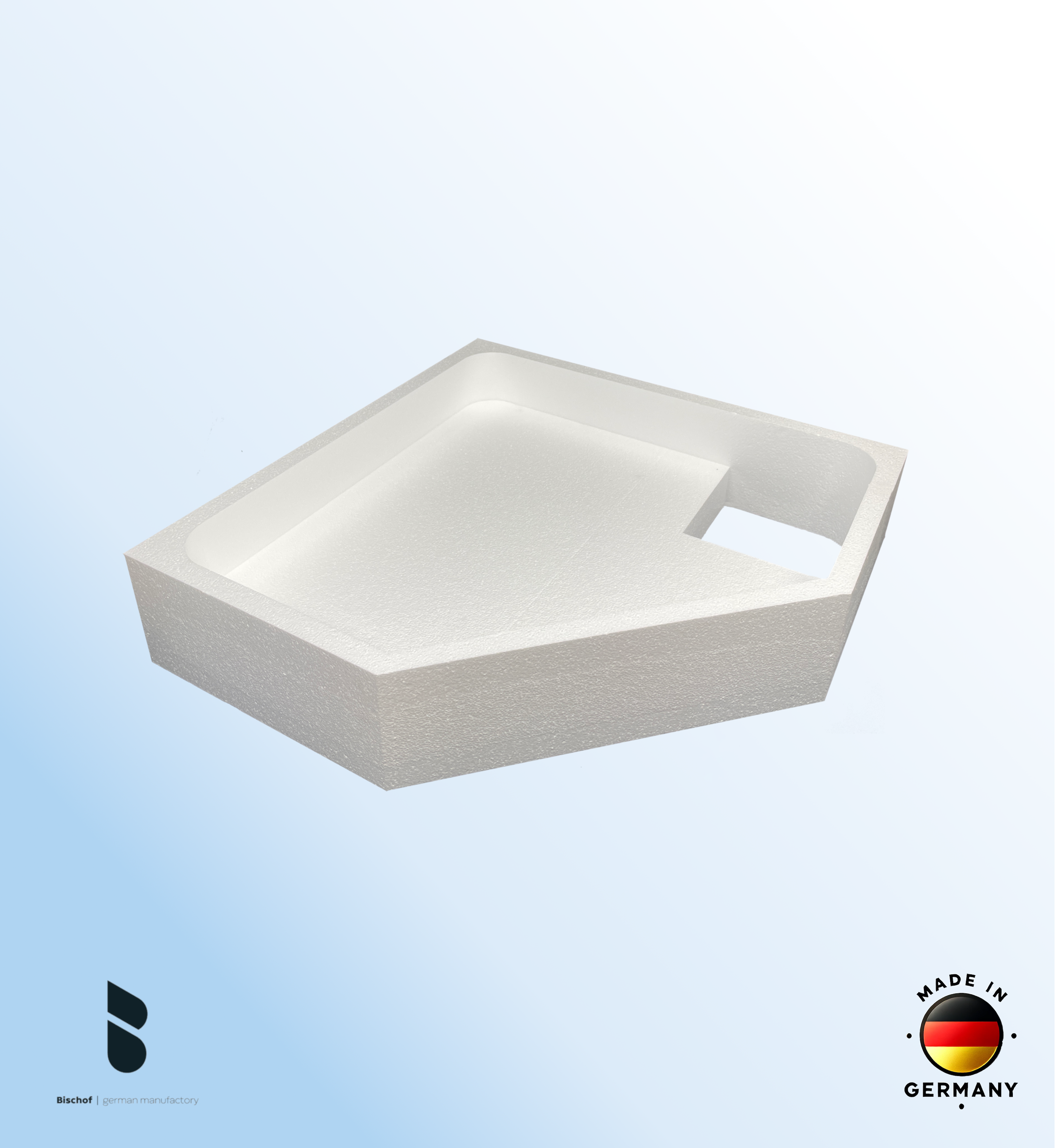 Träger Emden 90x90cm weiß fünfeck, Höhe 19,5cm rechts