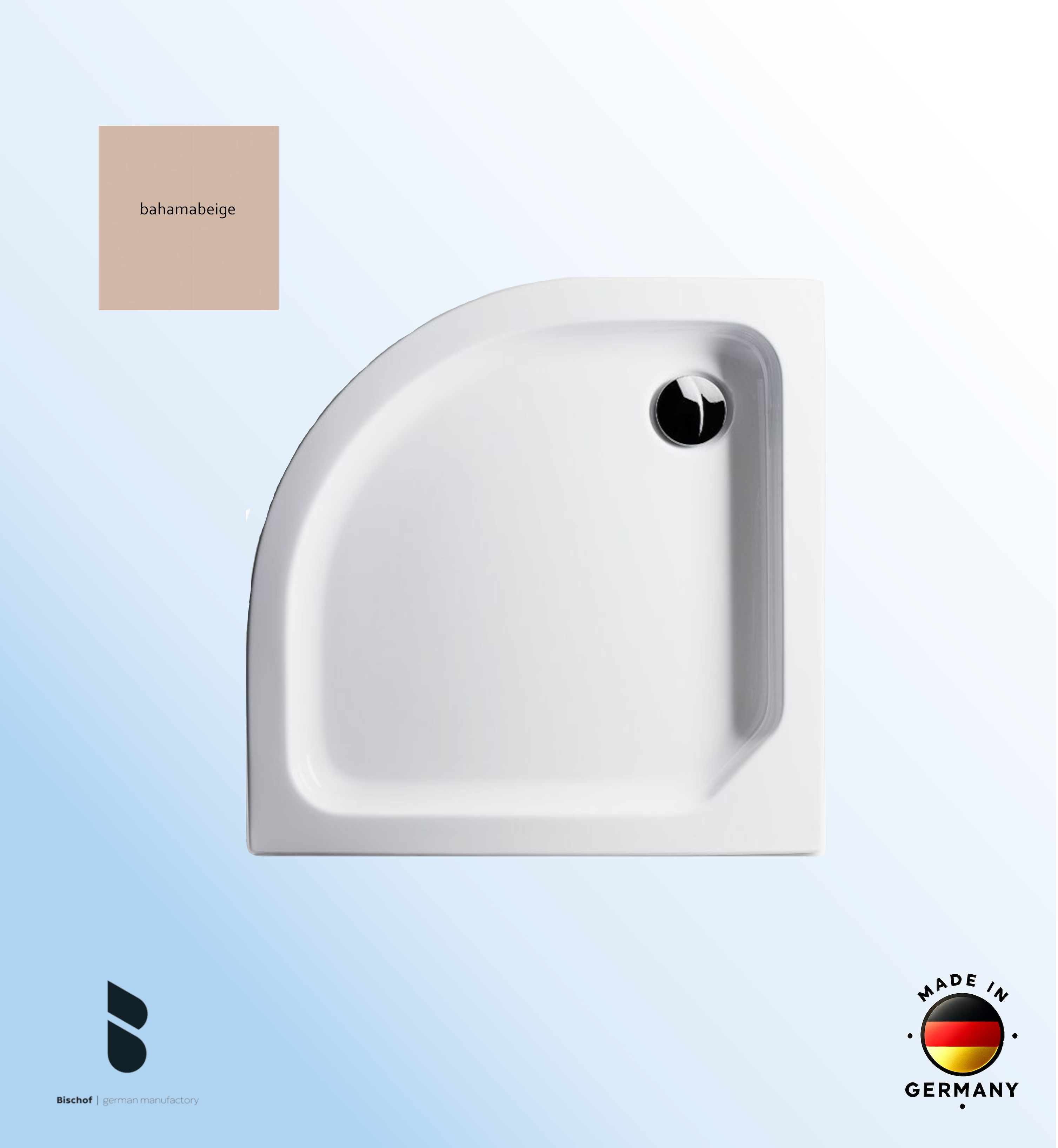 Duschwanne Kiel 80x80x6,5cm, Radius 50 bahamabeige