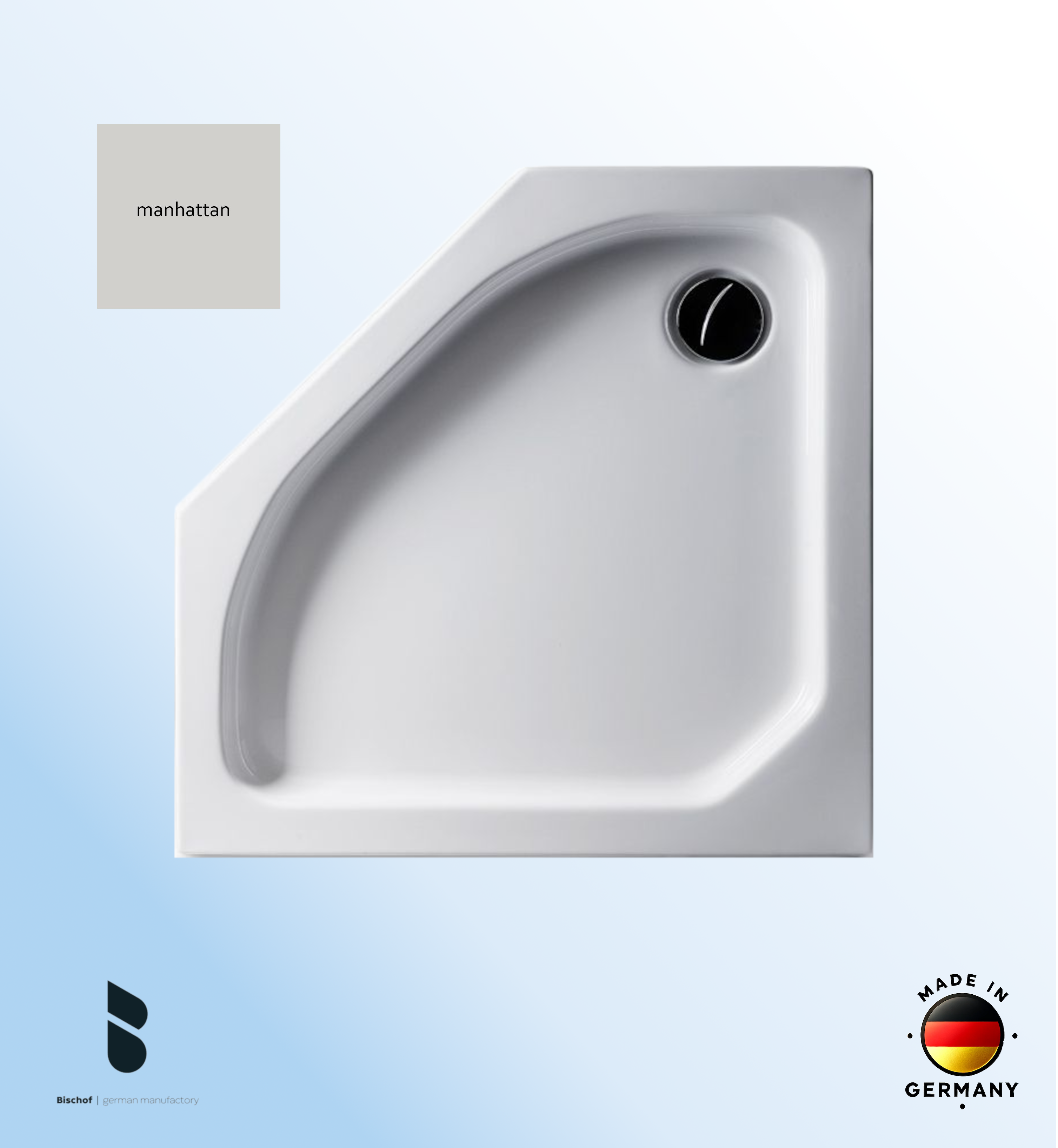 Duschwanne Emden 100x100x6,5cm manhattan fünfeck