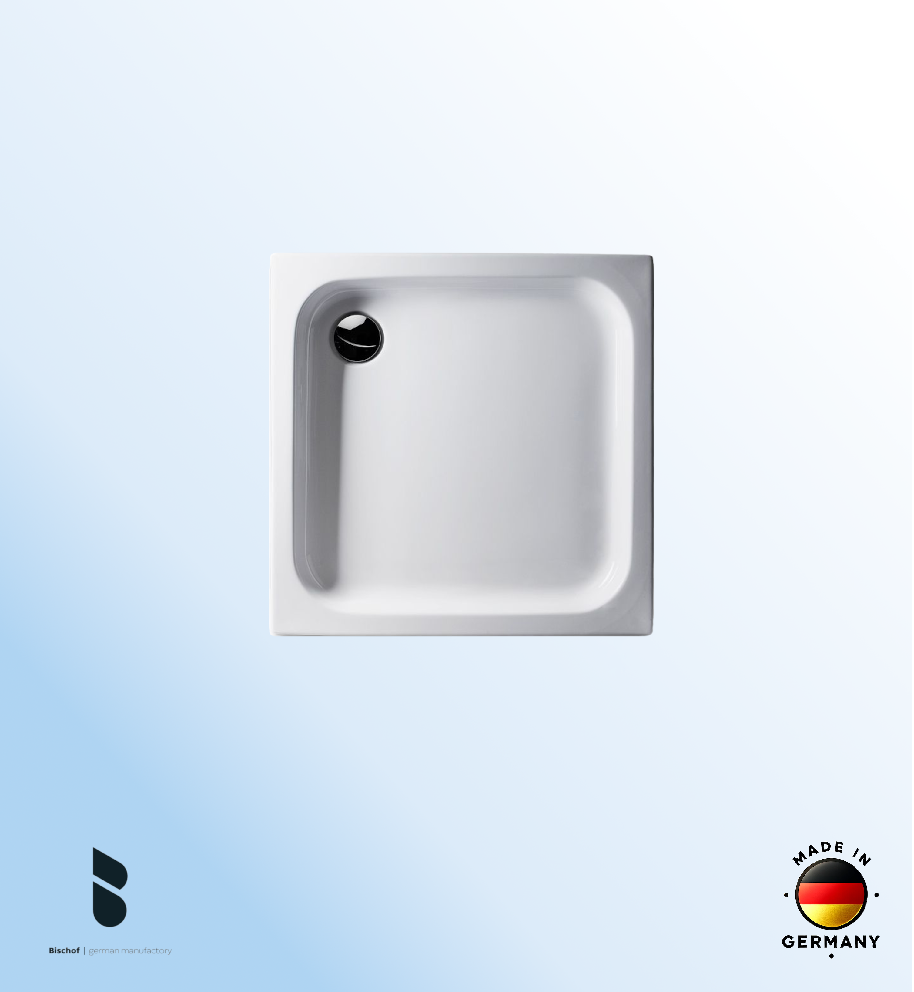 KOMPLETT-PAKET: Duschwanne 80 x 80 cm, Farbe: MANHATTAN flach 6,5 cm Acryl + Styroporträger/Wannenträger + Ablaufgarnitur chrom DN 90