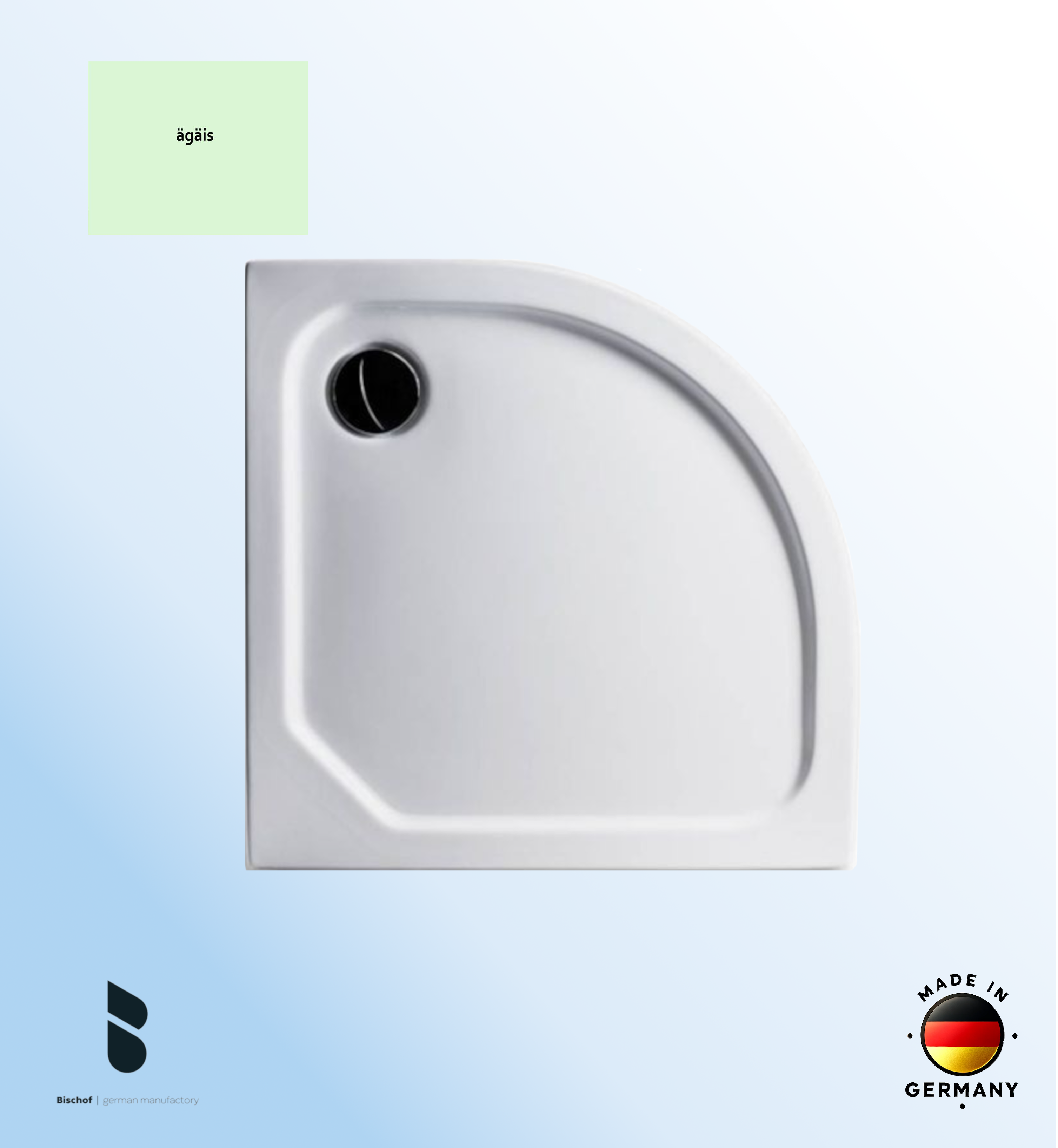 Duschwanne Stuttgart 90x90x2,5cm, Radius 55 ägäis