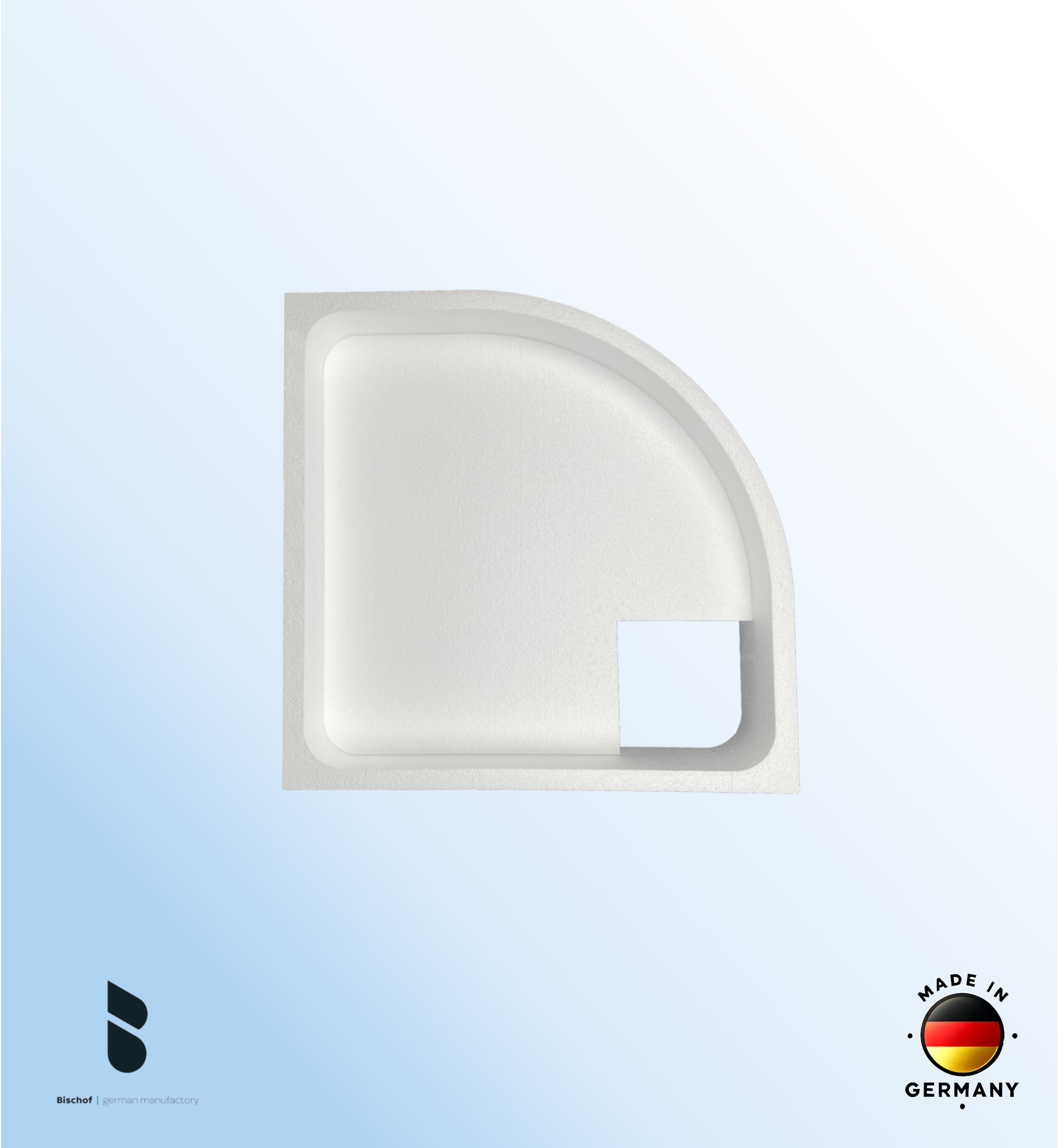 Träger 80x80cm, viertelkreis, weiß, Höhe 19,5cm links R55