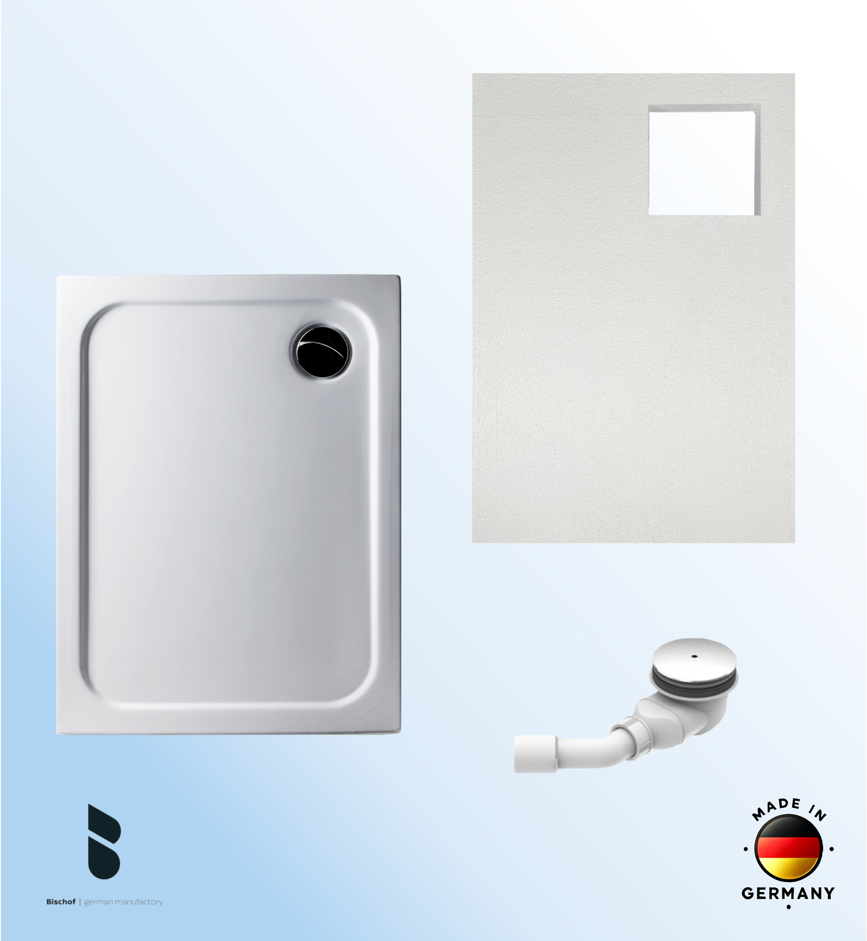 KOMPLETT-PAKET: Duschwanne 110 x 90 cm superflach 2,5 cm weiß Dusche mit GERADER UNTERSEITE Acryl + Styroporträger/Wannenträger + Ablaufgarnitur chrom DN 90 KOMPLETT-PAKET: Duschwanne 110 x 90 cm superflach 2,5 cm weiß Dusche mit GERADER UNTERSEITE Acryl + Styroporträger/Wannenträger + Ablaufgarnitur chrom DN 90